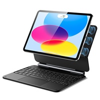 Étui de clavier ultra-fin en microfibre avec support flottant à bras articulé facile à installer pour iPad 10e génération, iPad Air 11 pouces et iPad Air 13 pouces