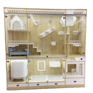 Özel yükseltilmiş kedi köpek kafesleri Petsmart wifi bağlı kapalı kedi çöp havzası lüks kedi villa - Product Image 1