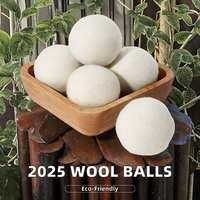 Nouvelles Boules de Séchage en Laine Bio Tendance 2025 de 7 cm – Produits de Lavage les Plus Vendus – Lot de 6 Boules de Séchage Compostables USA