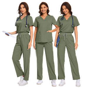 Conjuntos <span class=keywords><strong>de</strong></span> uniformes médicos con cintura acanalada y pantalones <span class=keywords><strong>de</strong></span> pierna ancha para mujer, materiales elásticos, pedido al por mayor, para proveedores - Product Image 5