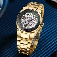 Montres automatiques MEGIR 8606 pour homme, bracelet en acier inoxydable, cadran ajouré, montre mécanique pour homme, montre de business