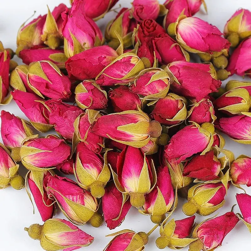 Doğal organik yenilebilir kuru gül Rosa Damascena çiçek kurutulmuş şam pembe gül tomurcukları çay