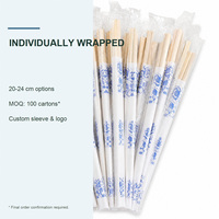Palillos Redondos Desechables de Bambú Natural con Fundas de Papel Impresas o OPP, Vajilla para Comida para Llevar de Restaurantes, Venta al Por Mayor