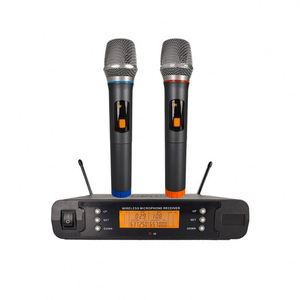 ไมโครโฟนไร้สาย UHF แบบพกพา Xtuga U221 Dynamic สำหรับ<span class=keywords><strong>คาราโอเกะ</strong></span> ช่องสัญญาณคู่ 200 จุดความถี่ปรับได้ รูปแบบการรับเสียงแบบ Cardioid ตัวไมโครโฟนทำจากพลาสติก - Product Image 1