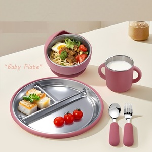 Fun Animal Pattern SUS304 Stainless Steel Deep Cereal Bowls Set Heat Insulated for Baby Feeding <b>Snack</b> Serving 6 in 1 - Product Image 1