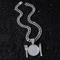 YJ10-6927 Collier pendentif couteau-fourchette en alliage de zinc pour homme, style hip-hop, personnalisé, nouveauté