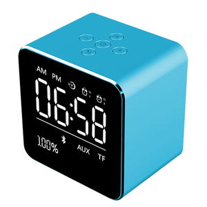 V9 Cubic Speakers Dual alarm clock Speaker BT tf aux speakers mini with metal case time temperature display loudspeaker