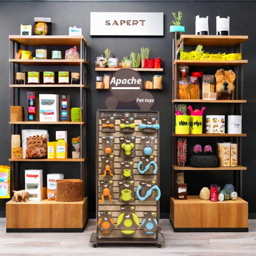 Apache Customizable Modern Wooden Display Racks Painted for Pet Food and Toy Storage for Pet Shop Display — view 5