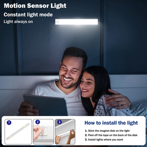 Luz LED con Sensor de Movimiento, Recargable por USB, Ultrafina, Moderna, de 3 Colores y Regulable, para Interiores, Cocina, Armario, Venta al Por Mayor - Product Image 3