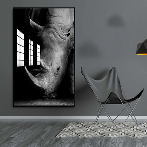 Peinture sur verre 3D série d'animaux <span class=keywords><strong>rhinocéros</strong></span> œuvres d'art murales suspendues pour la décoration de la maison - Product Image 4