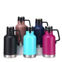 BORGE Bouteille d'eau isotherme à double paroi en acier inoxydable 304 de grande capacité 1900 ml pour le sport en plein air avec couvercle à poignée