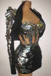 ชุดเซ็กซี่ประดับเลื่อม บรา กระโปรงสั้น ชุดแสดงสำหรับนักร้อง นักเต้น ชุดแสดงบนเวที ชุดรัดรูปสำหรับผู้หญิง ชุดออกงานกลางคืน ชุดปาร์ตี้ - Product Image 3