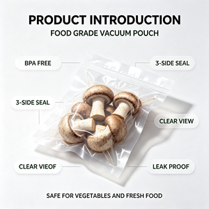 Sacs sous vide en plastique de qualité alimentaire, transparents, thermoscellables, pour le stockage de champignons, légumes et sauces - Product Image 5