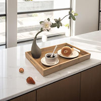 Logo Size Custom Bamboe Houten Volkskunst Vaatwasser Veilig Voedsel Brood Kaas Koffie Serveerschaal Met Handvat