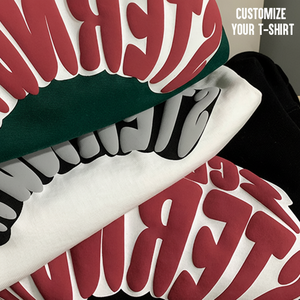 T-shirt vintage en gros, poids lourd, impression 3D en relief, streetwear, t-shirt oversize, coton uni, logo personnalisé, t-shirt vintage - Product Image 1