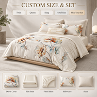 Parure de lit 3 pièces en coton brodé Alenhome Rosette, design personnalisé, certifiée Oeko-Tex, drap-housse extra profond, taie d'oreiller, OEM ODM