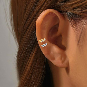 Titanium Plated Flower Stud <b>Earrings</b> Cubic Zirconia G23 Ear Cartilage Lip Jewelry Unisex Piercing Jewelry - Product Image 3