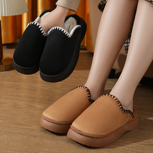 Korean Custom Indoor/<b>Outdoor</b> Summer & Winter for Slippers Comfortable Anti-Slip Sole Closed Toe Plush Cotton Lining OME Supplier - Product Image 5