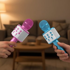 Microphone karaoké 5CORE, 2 pièces, haut-parleur portable sans fil Bluetooth, enregistreur, micro portable rose bleu - Product Image 2