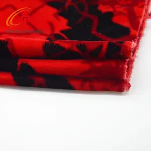 绍兴春诺纺织100% 涤纶面料有竞争力的价格印花红色微天鹅绒5000面料