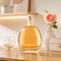 Bouteille en verre ovale incurvée de 330 ml, petite bouteille en verre pour le vin, adaptée à l'emballage du whisky, du brandy, du vin de fruits et des spiritueux