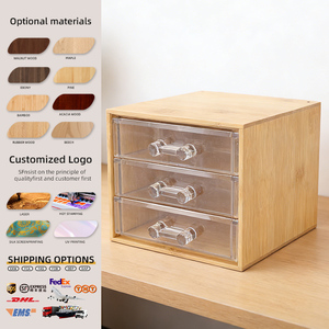 <span class=keywords><strong>Organisateur</strong></span> <span class=keywords><strong>de</strong></span> maquillage en bambou durable avec tiroirs, boîte <span class=keywords><strong>de</strong></span> rangement cosmétique transparente à 3 tiroirs, boîte à bijoux empilable, boîte <span class=keywords><strong>de</strong></span> présentation pour la vanité - Product Image 1