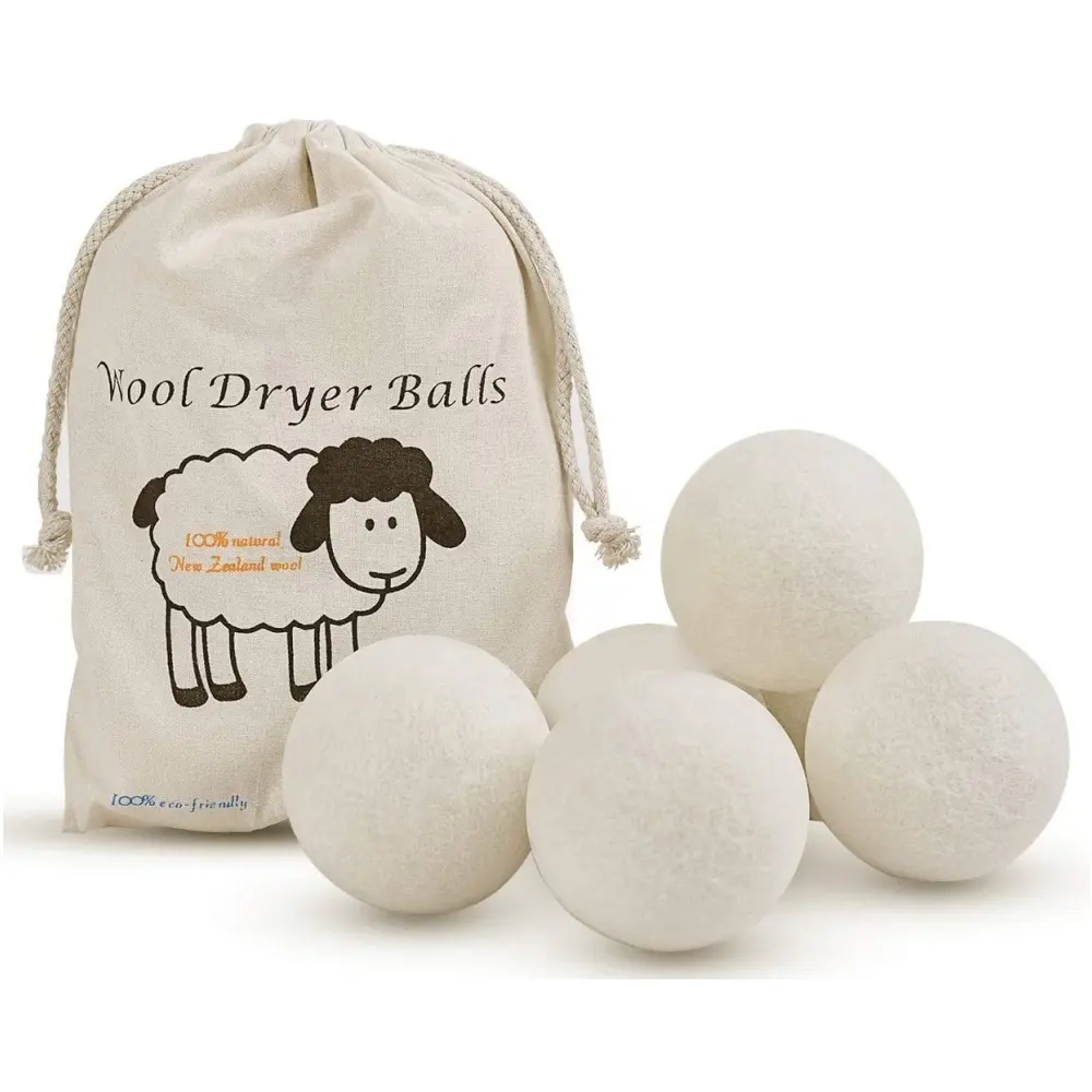 Paquete de 6 bolas de secador de lana XL 100% reutilizables naturales orgánicas para lavandería
