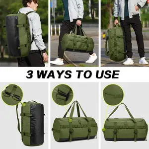 Custom Large Capacity 55L Waterproof Travel Duffel Bag Weekender Bag With Shoes Compartment Overnight Backpack