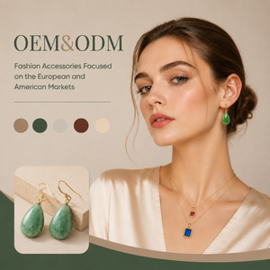 Pendientes colgantes de latón chapado en oro con aventurina en forma de lágrima, OEM/ODM, joyería de piedra natural personalizada al por mayor para mujer - Product Image 1