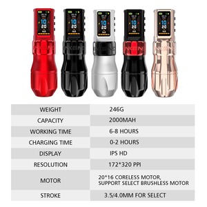 3.5 מ "מ 4.0 מ" מ מכת קעקוע מכונת עט 2 סוללות 2 גודל שונה גודל שונה מתכווננת גודל אחיזה אלחוטי - Product Image 2