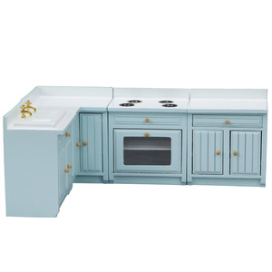 Évier en <span class=keywords><strong>bois</strong></span> pour maison de poupée, meuble miniature pour maison de poupée, banc de cuisine miniature, cuisinière - Product Image 5