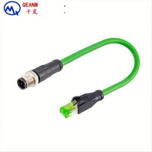 Konektor Tahan Air Ethernet M12 ke M12 Kabel Jaringan M12 ke RJ45 Cat5 4-pin D-code Lurus Sudut Kanan Male Plug 1M 5M 10M - Product Image 3