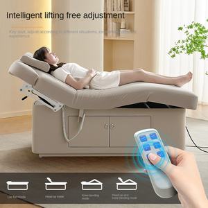 Lit de salon de beauté beige de luxe en vente directe d'usine, <span class=keywords><strong>2</strong></span> <span class=keywords><strong>moteurs</strong></span>, table de massage électrique, chaise de cosmétique, lit de spa facial - Product Image 3
