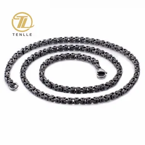 Stainless Steel Byzantine Chain Men's Necklace Domineering 6mm 8mm width 23inch length Punk Emperor Chain