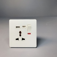 Nouvel Arrivage Interrupteur Mural de Luxe 45A à Panneau Unique 220V Max 16A/13A/20A en Verre Trempé et Acrylique pour Alimentation Électrique