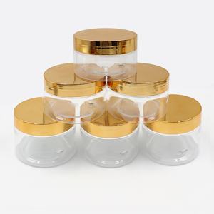 Nouveau pot en plastique PET de 100g, 4oz, 200g, 250g, 500g, couleur ambre, noir, blanc, transparent, avec couvercle doré ou argenté pour l'emballage cosmétique - Product Image 2