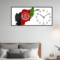 Drapeau afghan pixelisé et horloge moderne - Art en porcelaine cristalline dans un cadre en aluminium pour la décoration murale de la maison