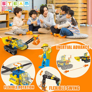 Ensemble de construction STEM 6 en 1 de 117 pièces, camion de chantier, jouet d'ingénierie, kit de construction DIY, développement de la motricité fine, cadeau pour enfants - Product Image 3