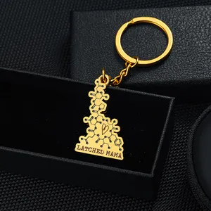 Yenilik yaratıcı özelleştirilmiş anahtarlıklar altın yumuşak emaye anahtarlık toptan Metal anahtarlık yüzük baba anne hediye