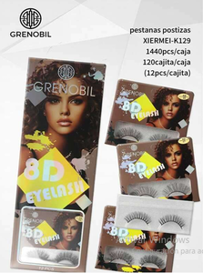 Ciglia finte Grenobil 8D, striscia completa, spesse e voluminose, curvatura D, in fibra sintetica, banda trasparente, 12 pezzi - Product Image 3