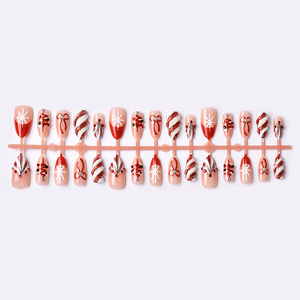 Handmade ABS French Style Wearable <b>Nails</b> Almond Shape Press-On Reusable Detachable Pieces 30 Pcs/<b>set</b> for Finger Christmas - Product Image 6