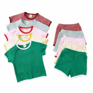 Conjunto de ropa de verano para niños, conjunto de ropa para bebés y niñas, venta al por mayor