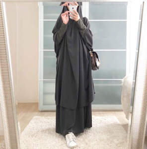 Kapşonlu uzun Khimar namaz elbise <span class=keywords><strong>2</strong></span> parça set müslüman başörtüsü elbise Abayas kadınlar için islam giyim jilwomen namaz seti - Product Image 4