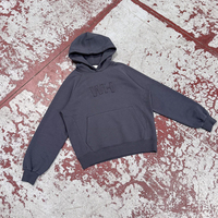 Sudadera con Capucha KingSen para Hombre, Tejido Grueso Lavado, 100% Algodón, Felpa Francesa, Bordado 3D, Diseño de Parches, Corte Holgado, Estilo Casual Urbano