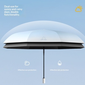 Three-fold <b>Automatic</b> Open-close Gradient Sun <b>Umbrella</b> Sunscreen UV protection Dual-purpose Black Rubber Men's Sunshade logo - Product Image 3