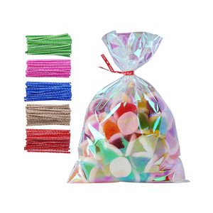 Hot Sale Custom Iridescent Holographic Cellophane Party <b>Bags</b> with Twist Ties Solid Gift Wrap Cellophane Plastic <b>Bags</b> - Product Image 1