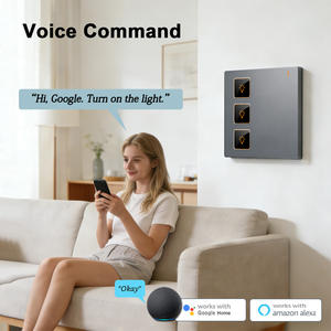 Interruptor de Luz Inteligente de Pared con Botón de Vidrio, Diseño 2026, Tuya <span class=keywords><strong>Wifi</strong></span> Zigbee, Premium, 3 Canales, Control <span class=keywords><strong>por</strong></span> Voz con Alexa y Google Home - Product Image 6