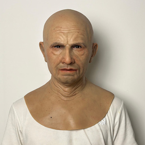 Masque de tête entière en silicone réaliste d'homme âgé avec cheveux naturels et barbe touffue pour Halloween, cosplay de film, théâtre, accessoire de film - Product Image 6