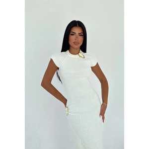 Vestido Largo de Noche Blanco de Punto - Product Image 2