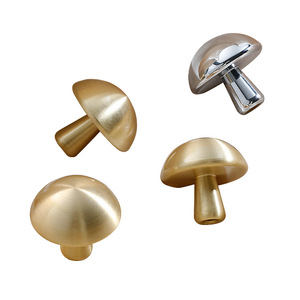 Lgedis Mushroom Shape Brass Cabinet <b>Knob</b> Single Hole Minimalist Drawer Handle Furniture Hardware - Product Image 3